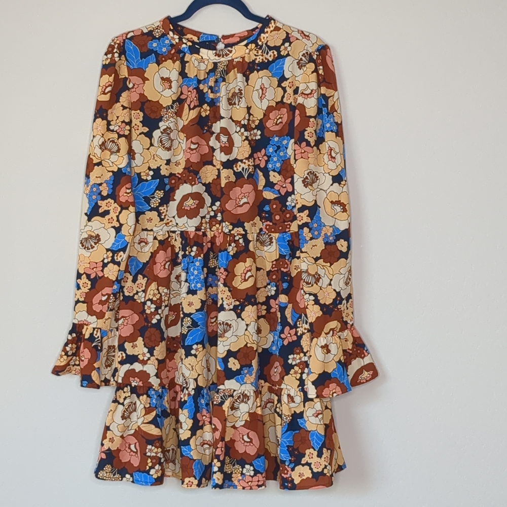 SUGARLIPS Womens Dress Floral Multicolor Bell Flare Sleeves